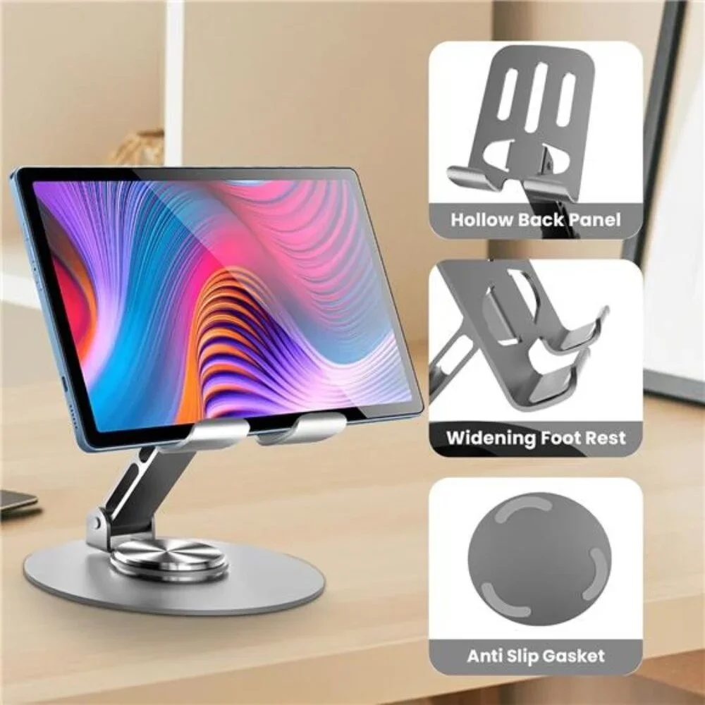 Cell Phone Stand, Multi-Angel Adjustable 360° Rotation Non-Slip Metal 2PCS